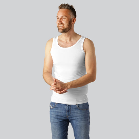 Vitt bambuundertröja för män, smal passform