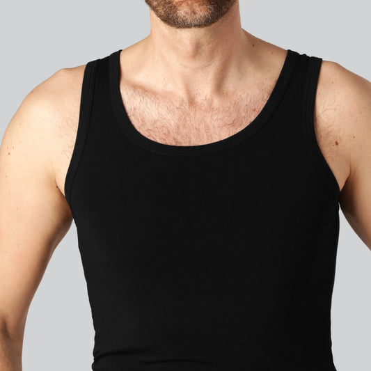 Svart bambuundertröja med smal passform för män