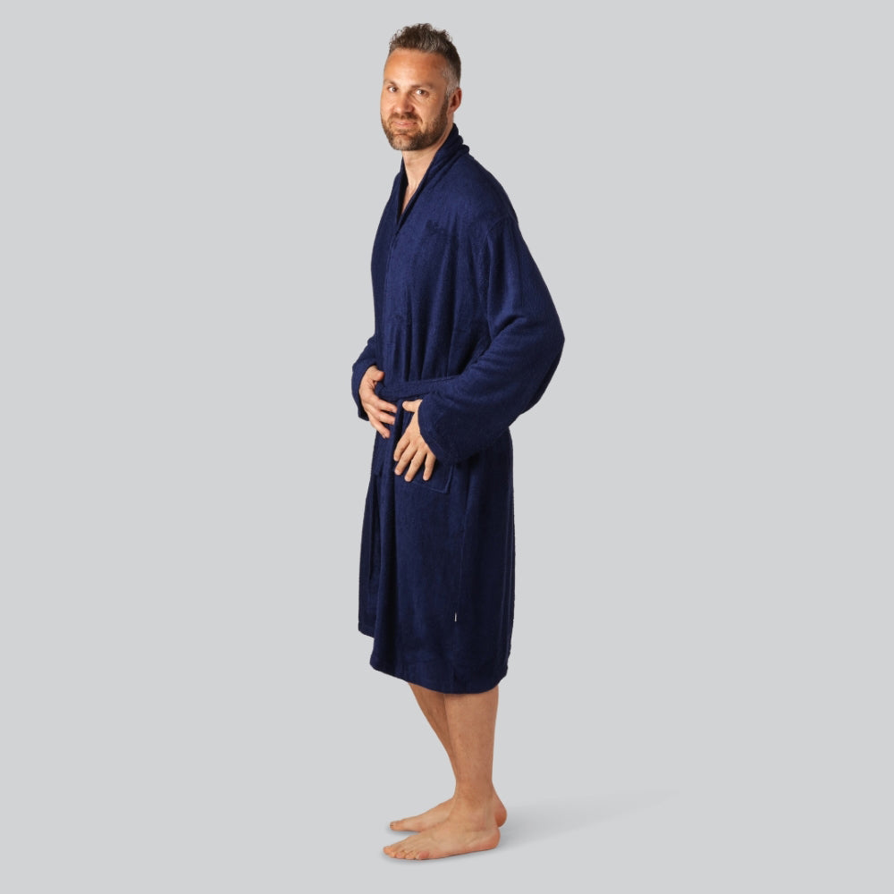 Blå bambubadrock för män