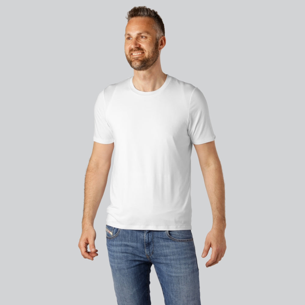 Vit bambu-t-shirt med O-ringning för män