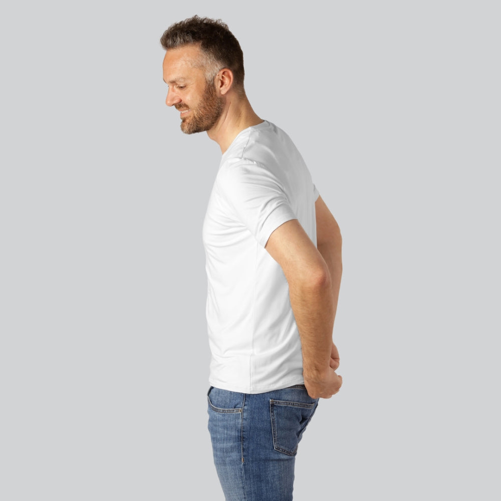 Vit bambu-t-shirt med O-ringning för män