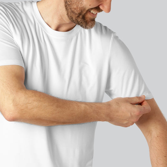 Vit bambu-t-shirt med O-ringning för män