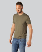 Olivgrön bambu-t-shirt med O-ringning för män