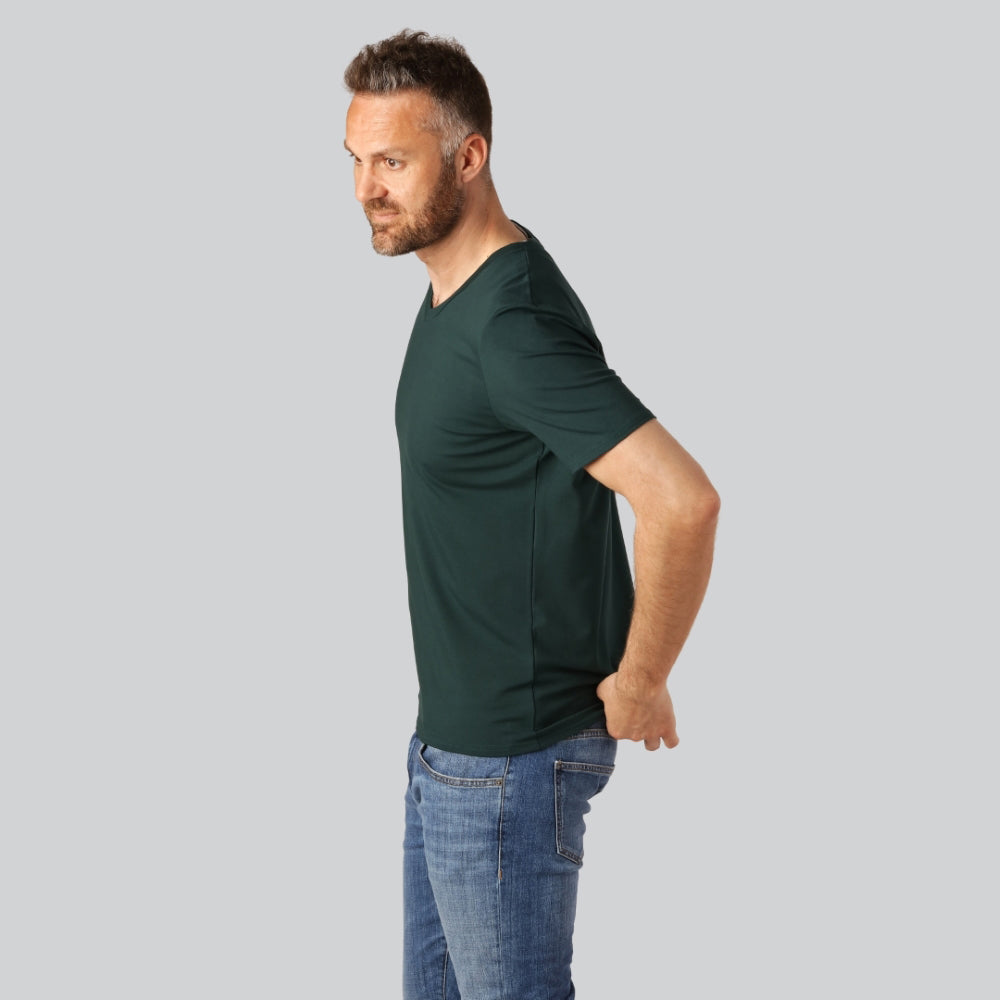 Grön bambu-t-shirt med v-ringning för män