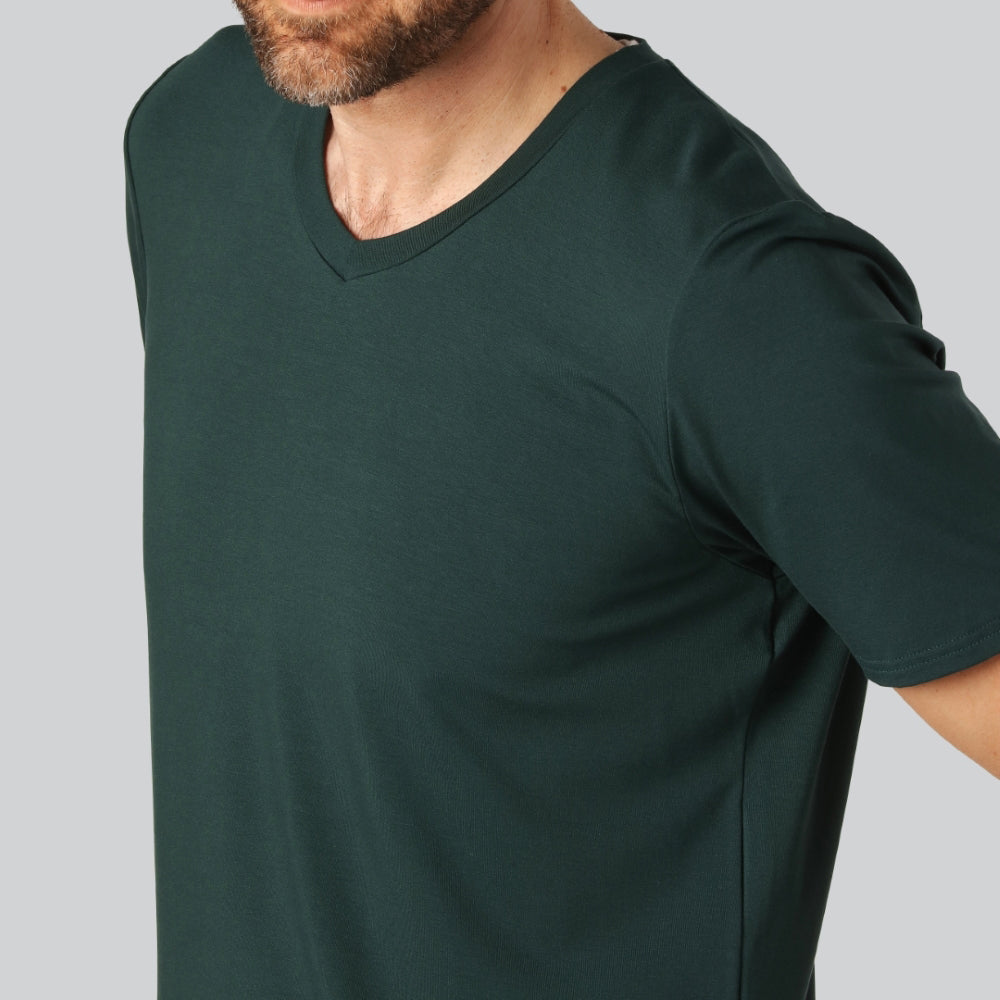 Grön bambu-t-shirt med v-ringning för män