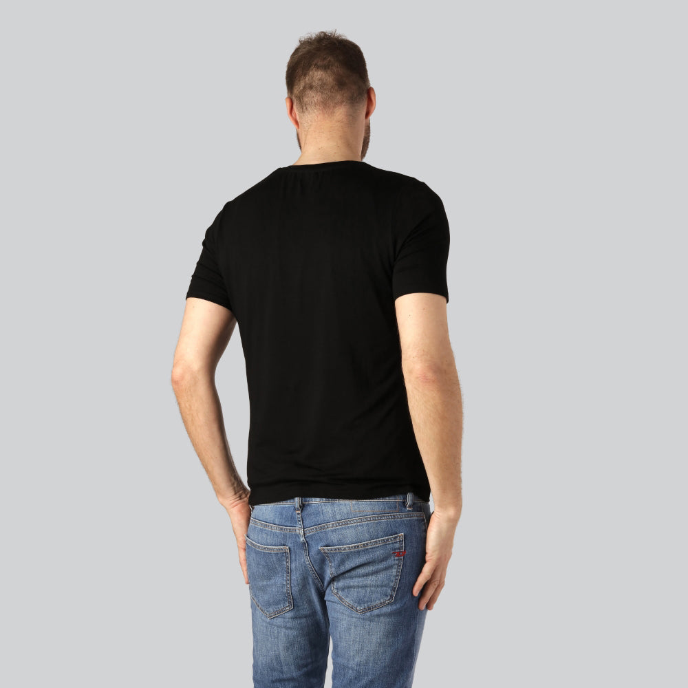 Svart bambu-t-shirt med v-ringning för män