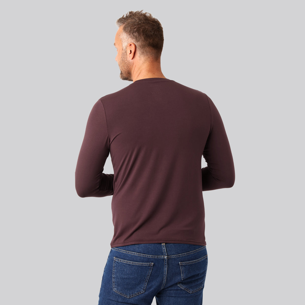 Bambuni bambus langærmet t-shirt bordeaux mand