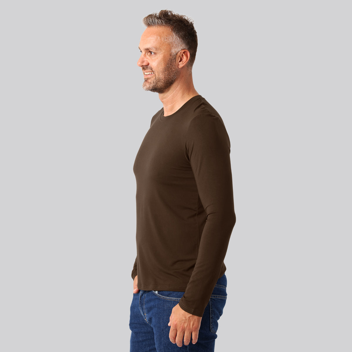 Bambuni bambus langærmet t-shirt brun mænd