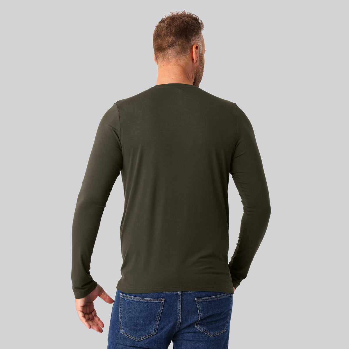 Bambuni bambus langærmet t-shirt mørkegrøn mand