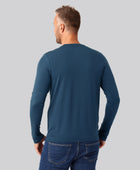 Bambuni bambus langærmet t-shirt petroleumsblå mand