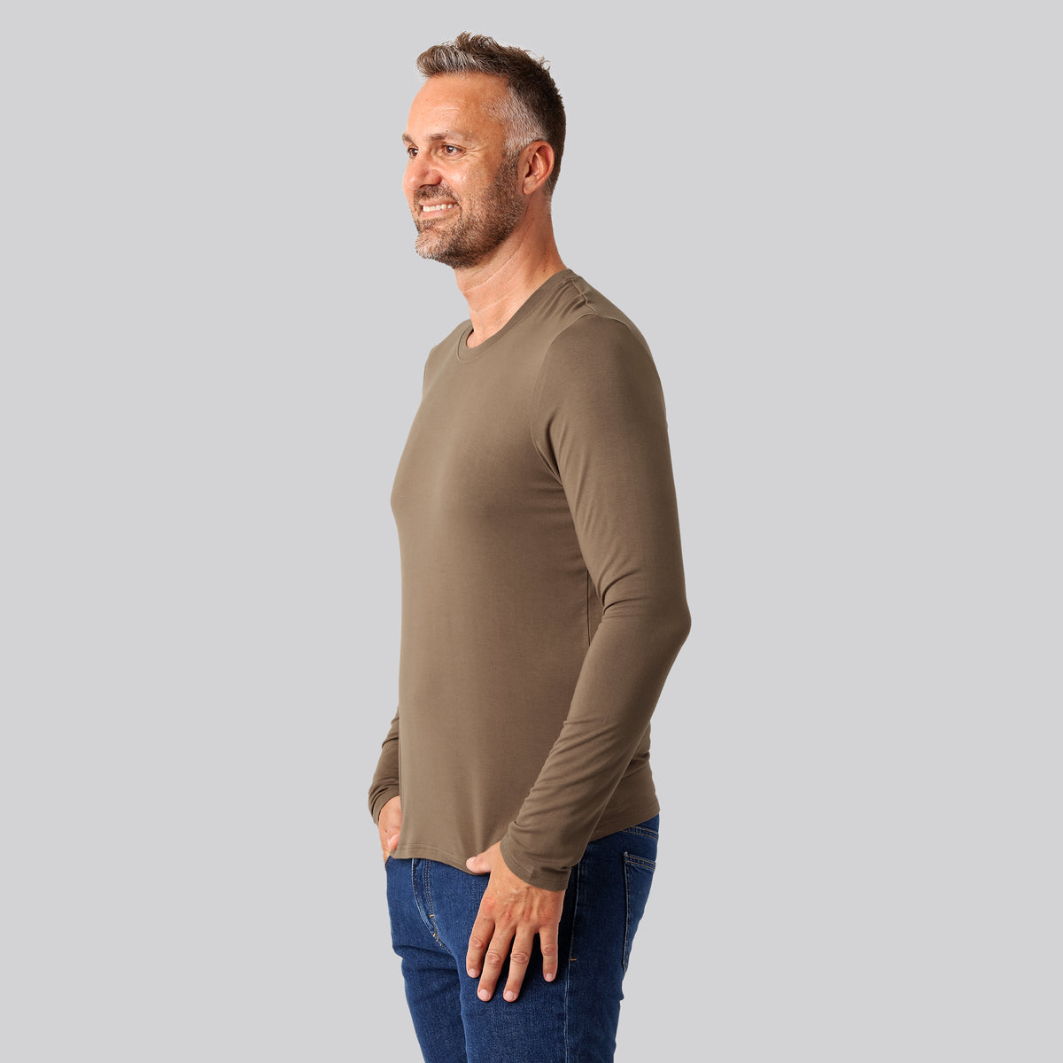 Bambuni bambus langærmet t-shirt sand mænd