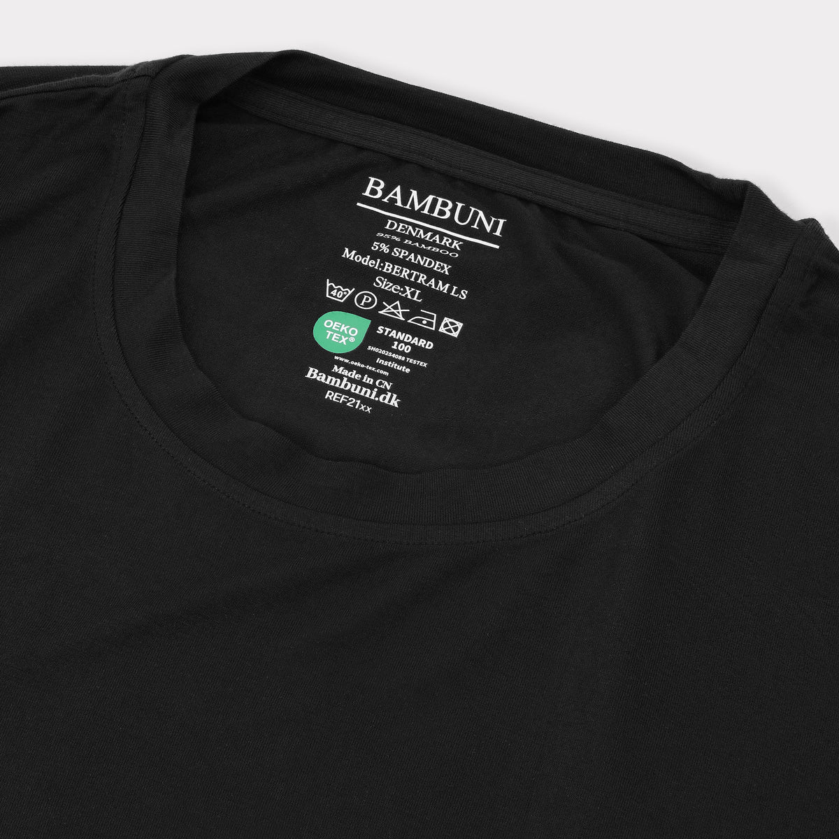 Bambuni bambus langærmet t-shirt sort mænd carelabel