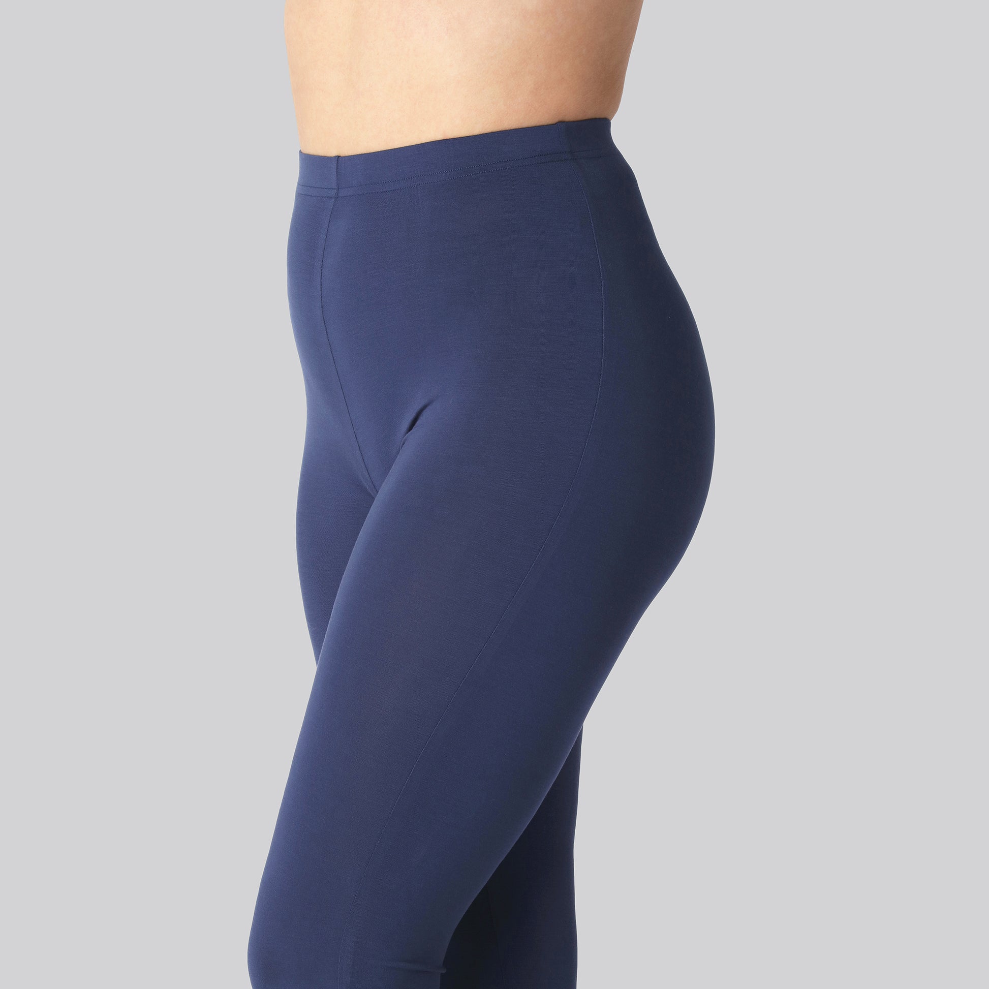 Marinblå bambuleggings med dold resår för damer