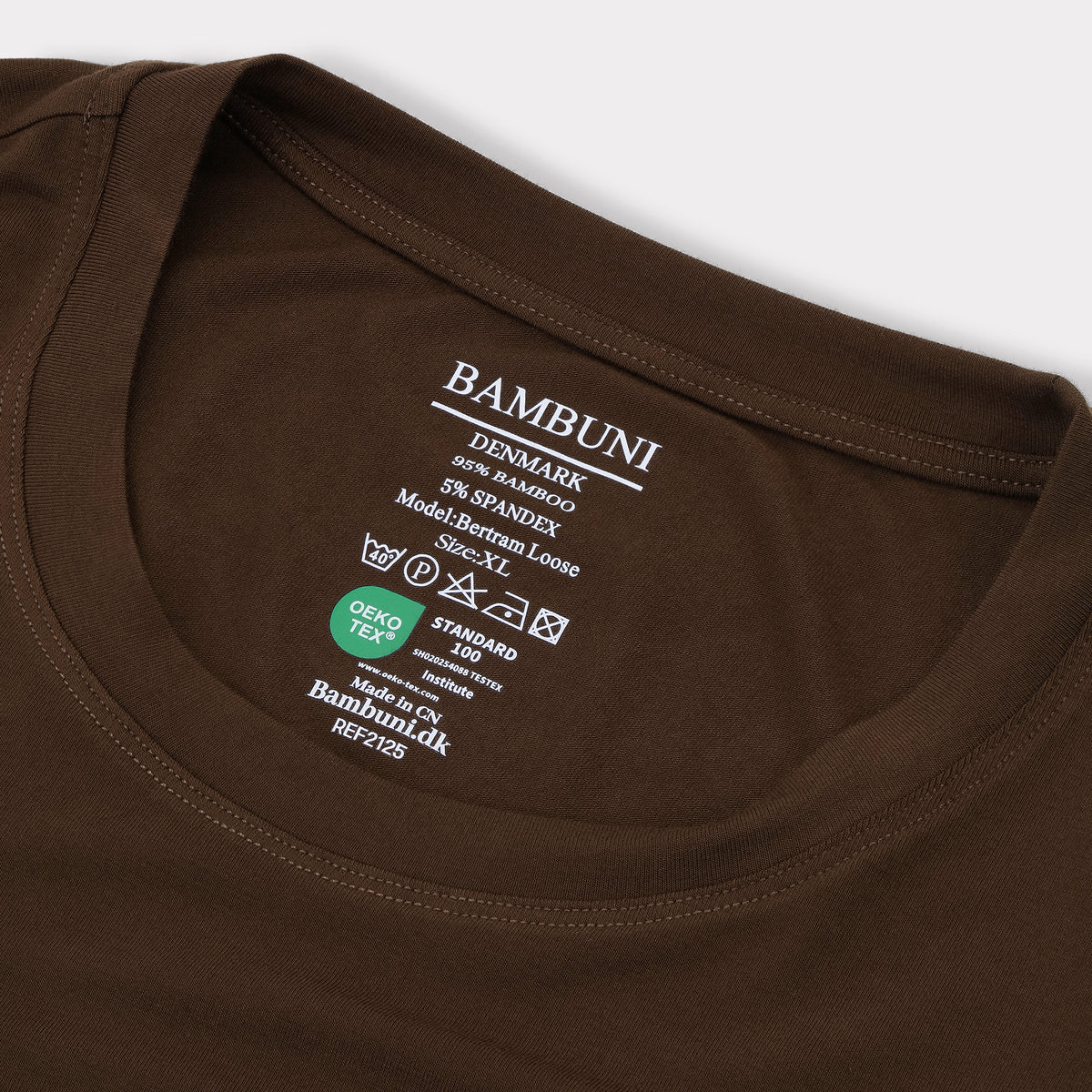 Bambuni bambus oversize t-shirt brun mænd carelabel