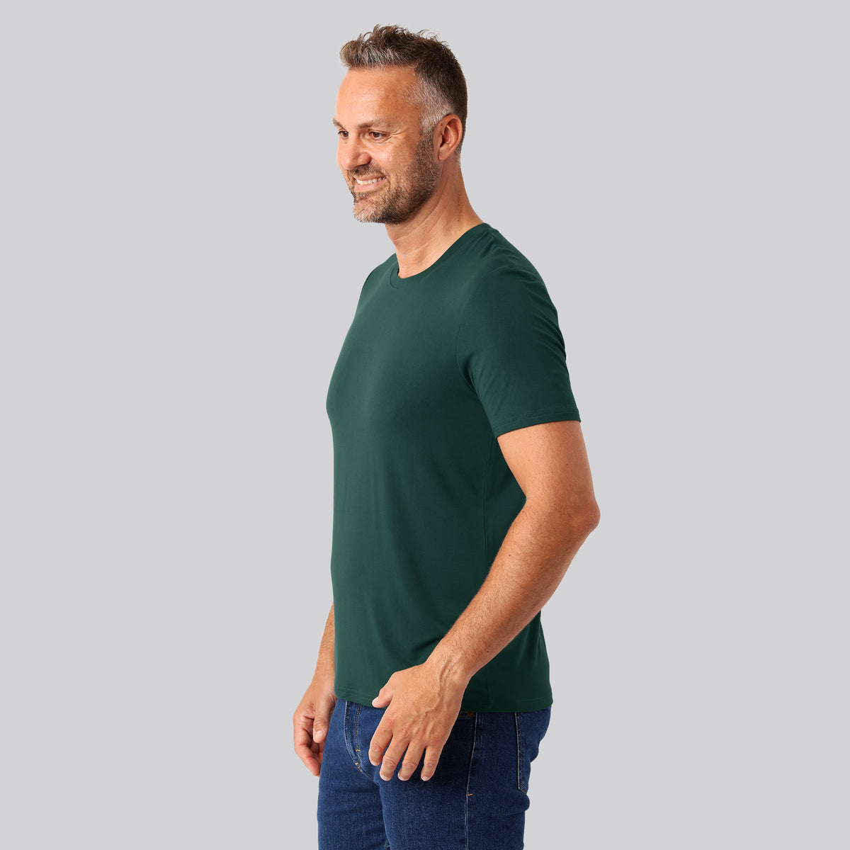 Bambuni bambus t-shirt o-hals grøn mænd