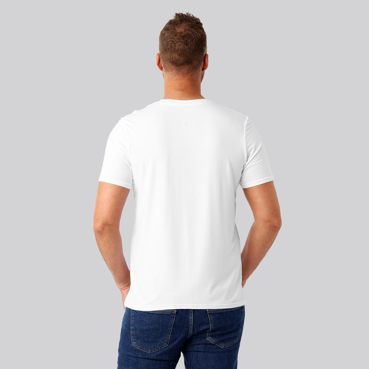 Bambuni bambus t-shirt o-hals hvid mand