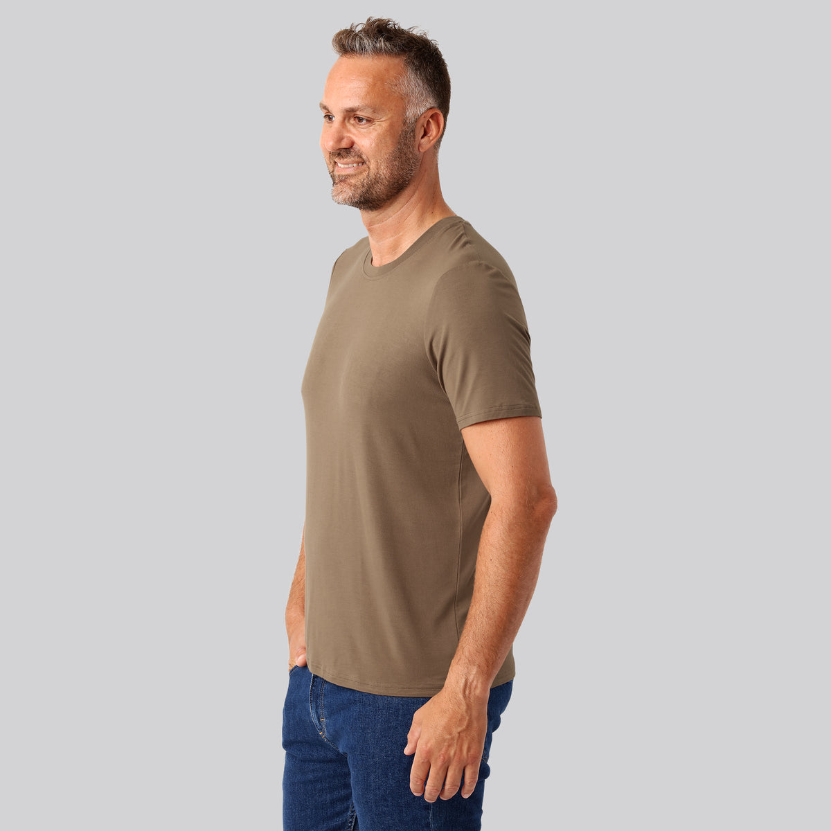 Bambuni bambus t-shirt o-hals sand mænd