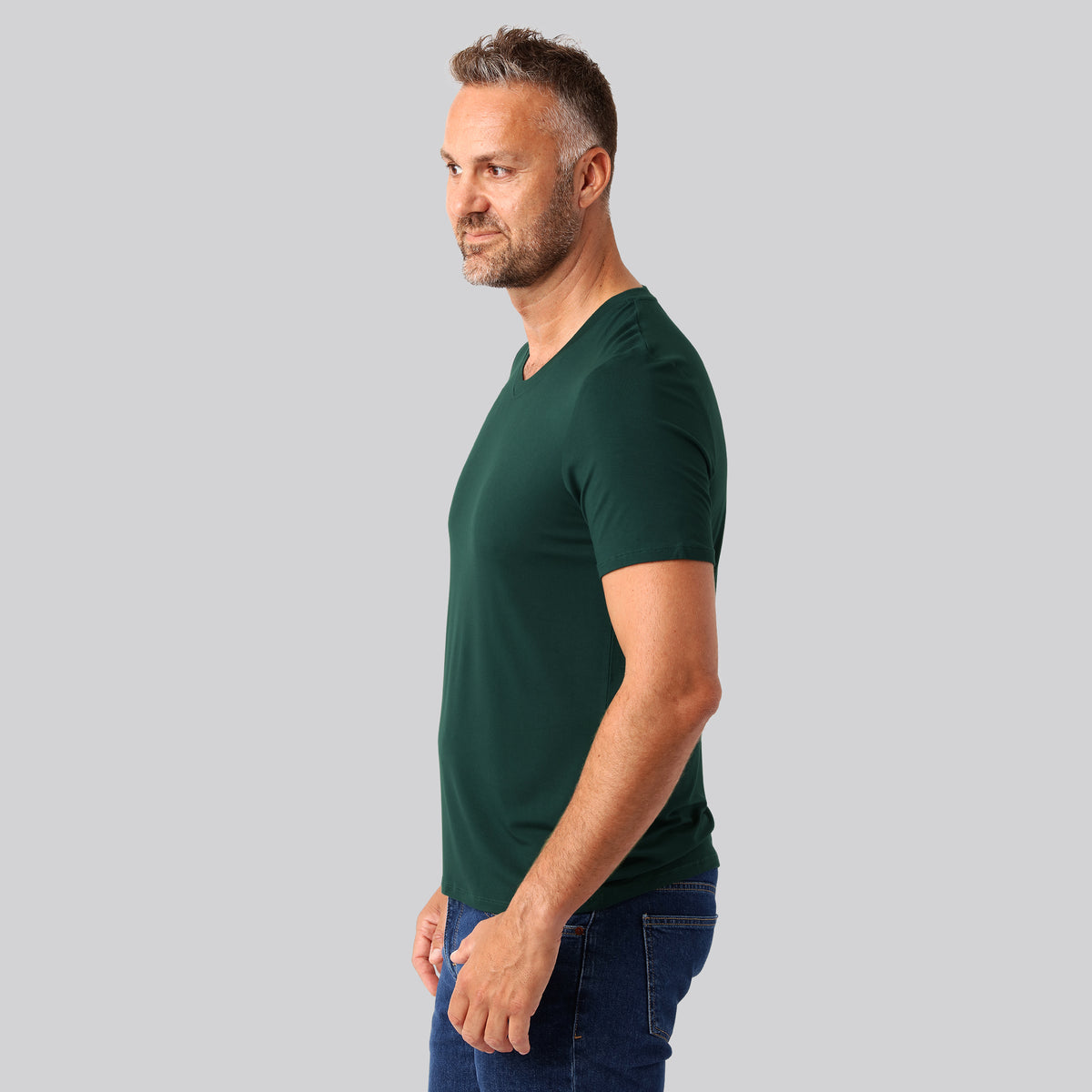 Bambuni bambus t-shirt v-hals grøn mænd