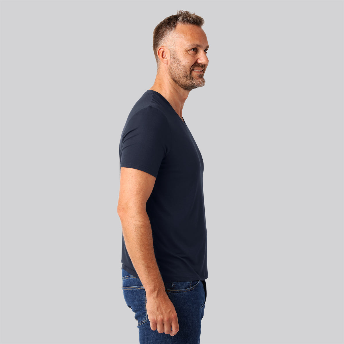 Bambuni bambus t-shirt v-hals navy mænd