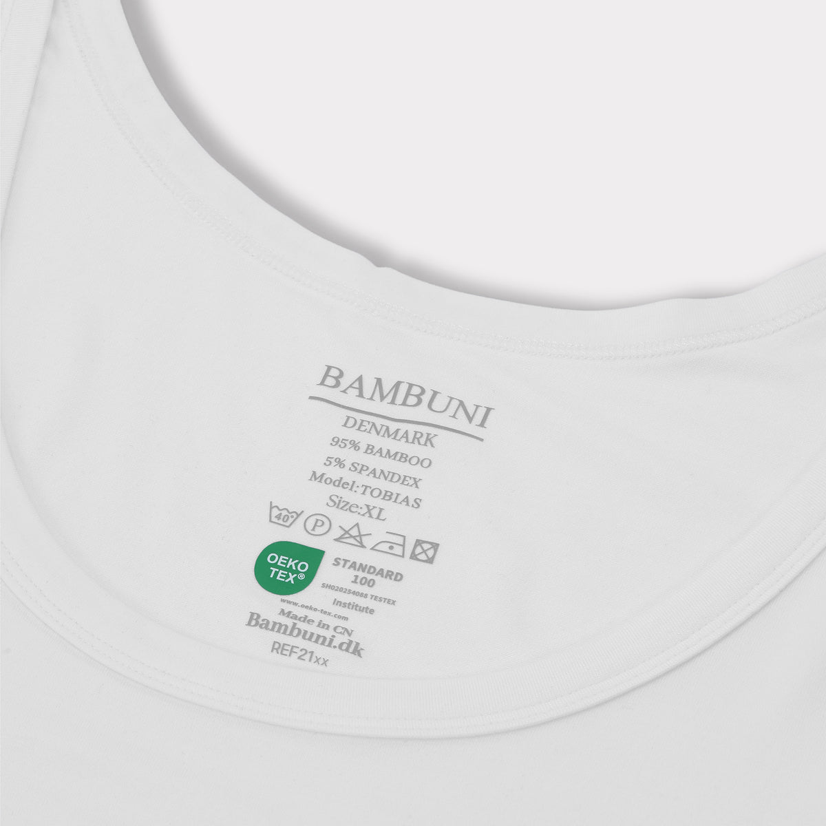 Bambuni bambus undertrøje slimfit hvid mænd carelabel