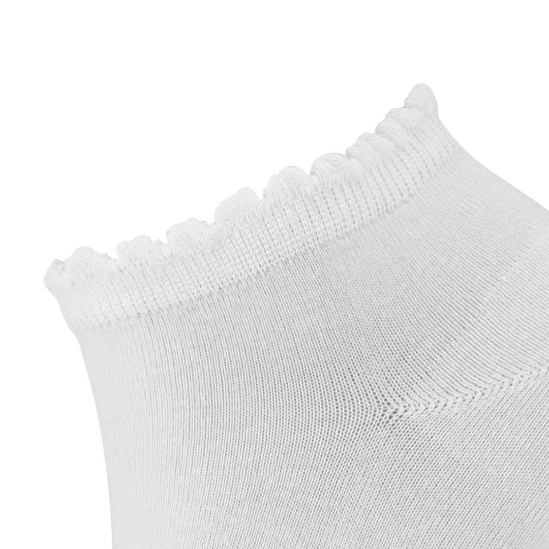 Vita ankelstrumpor i bambu med vågiga ribbade kanter för kvinnor