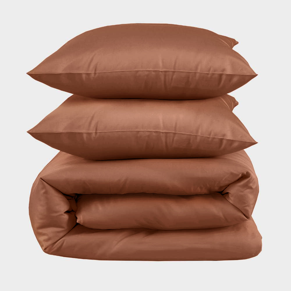 Dubbelsängkläder i bambu i bränt orange från Bambuni