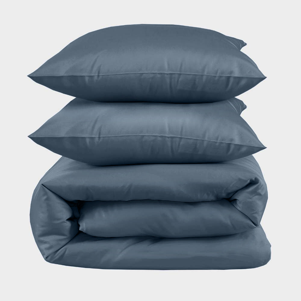 Dubbelsängkläder i bambu i gråblått från Bambuni