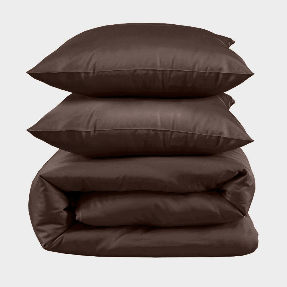 Dubbelsängkläder i bambu i brunt från Bambuni