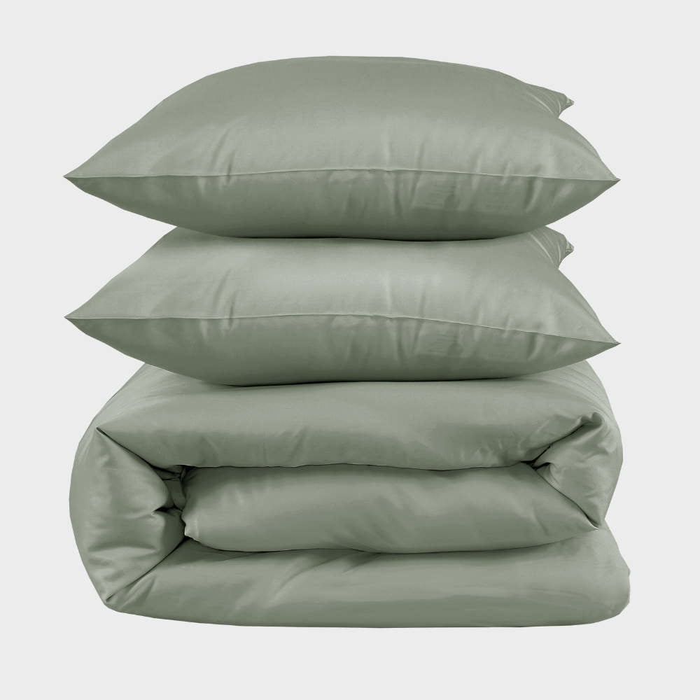 Dubbelsängkläder i bambu i olivgrönt från Bambuni