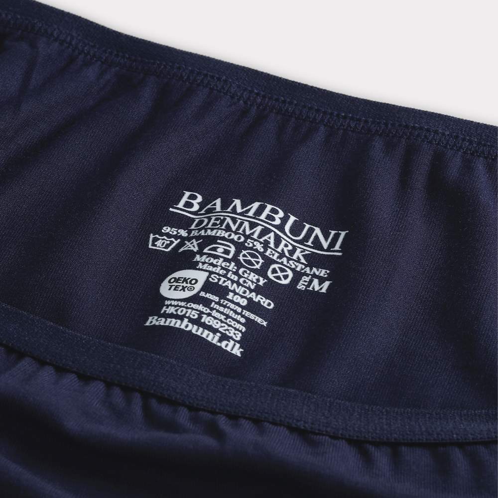 Marinblå hipstertrosor i bambu