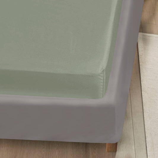 Dra-på-lakan i bambu i olivgrönt