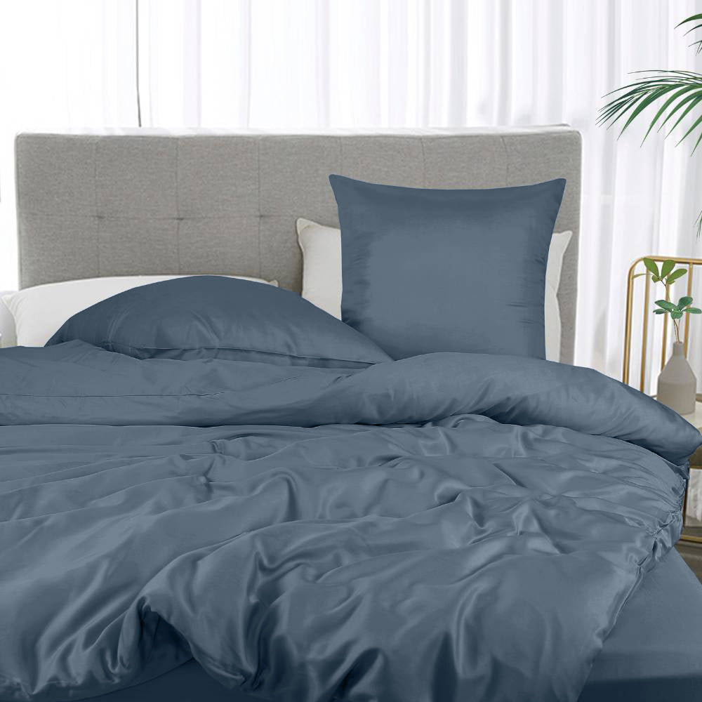 Bambusängkläder i gråblått från Bambuni