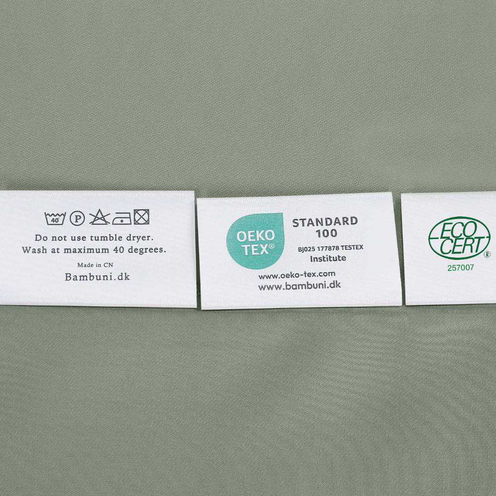 Bambusängkläder i olivgrönt från Bambuni