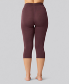Bambus 3/4 leggings i bordeaux  m. bordeaux elastik til damer