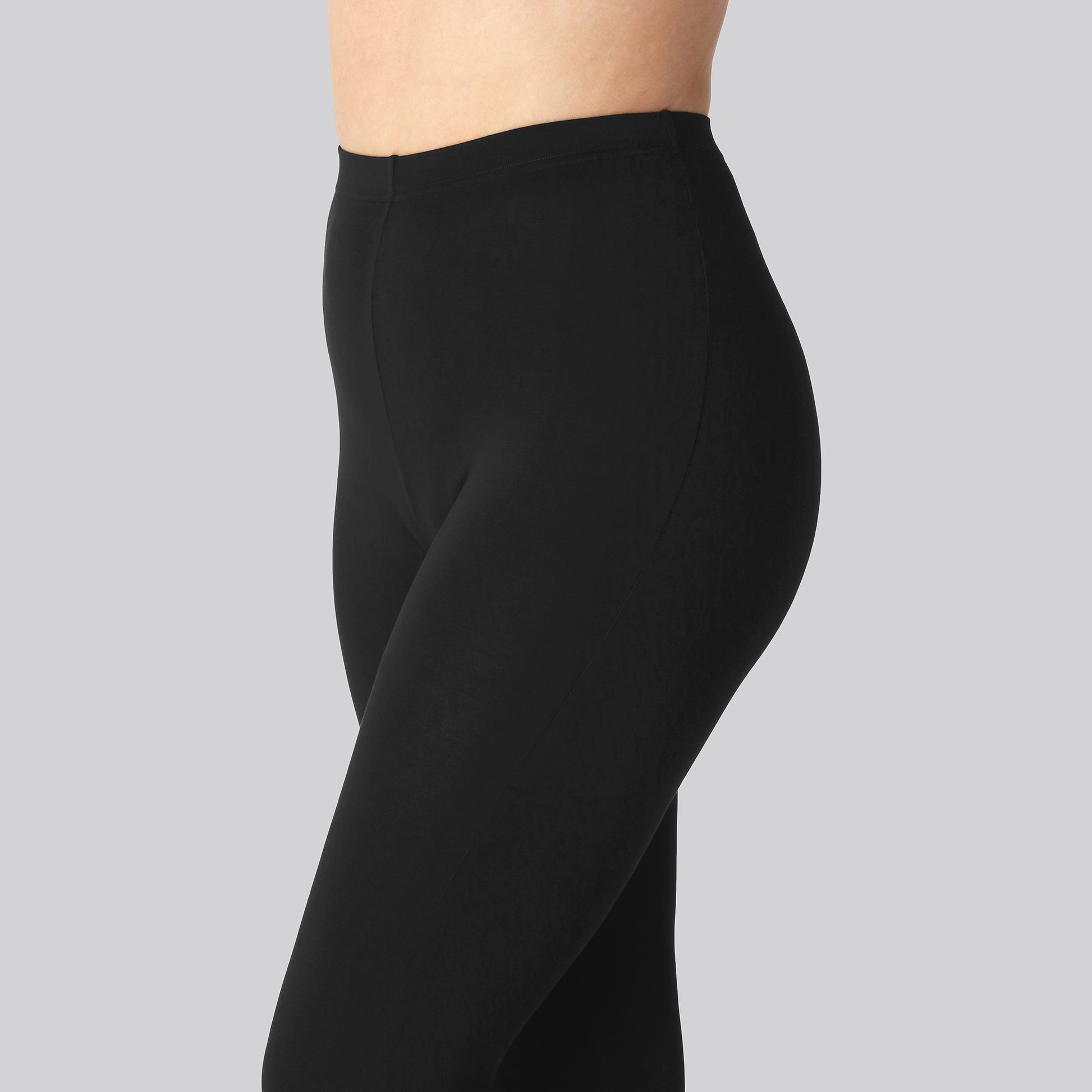 Svarta 3/4-leggings i bambu med dold resår för damer