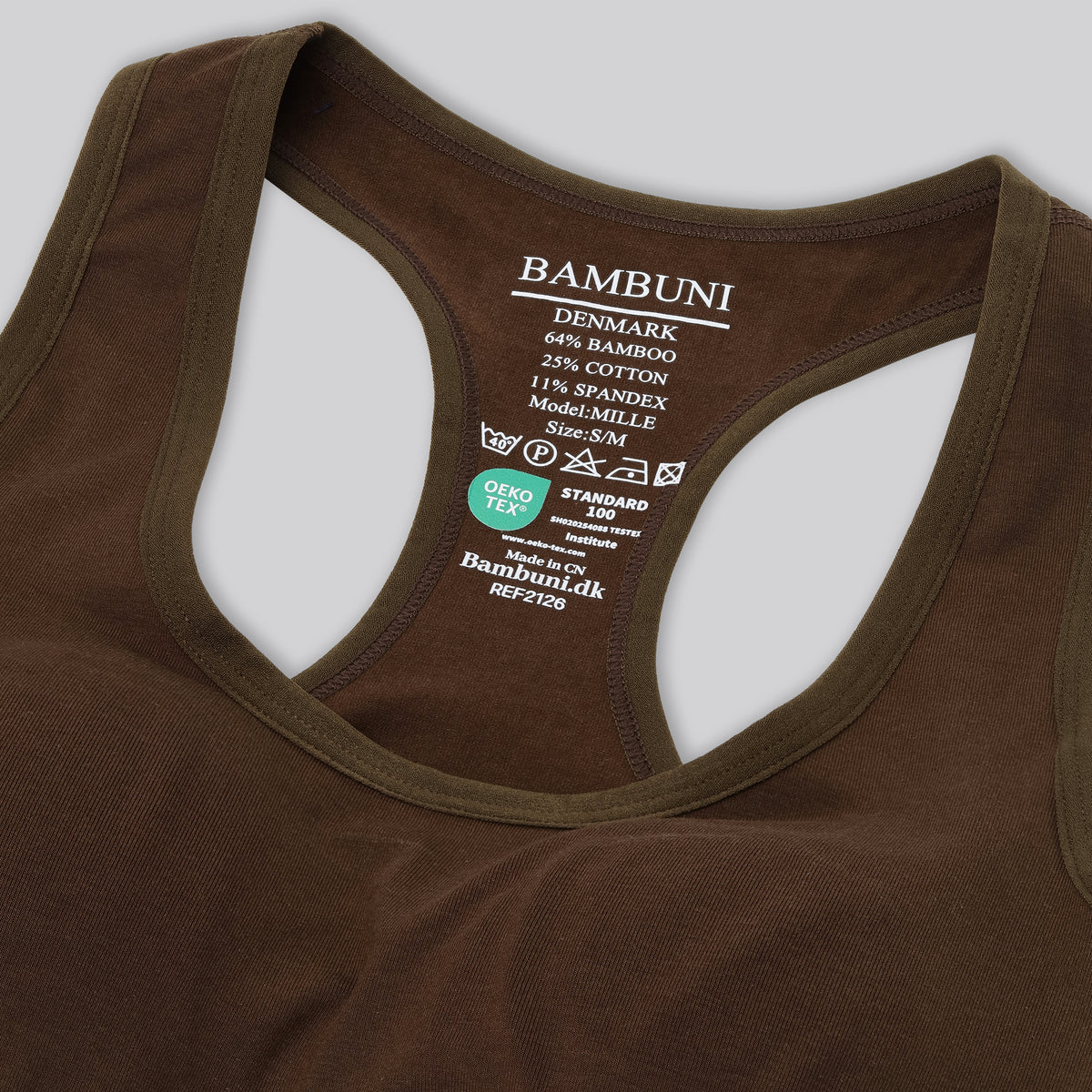 Bambus fitness bh i brun til damer