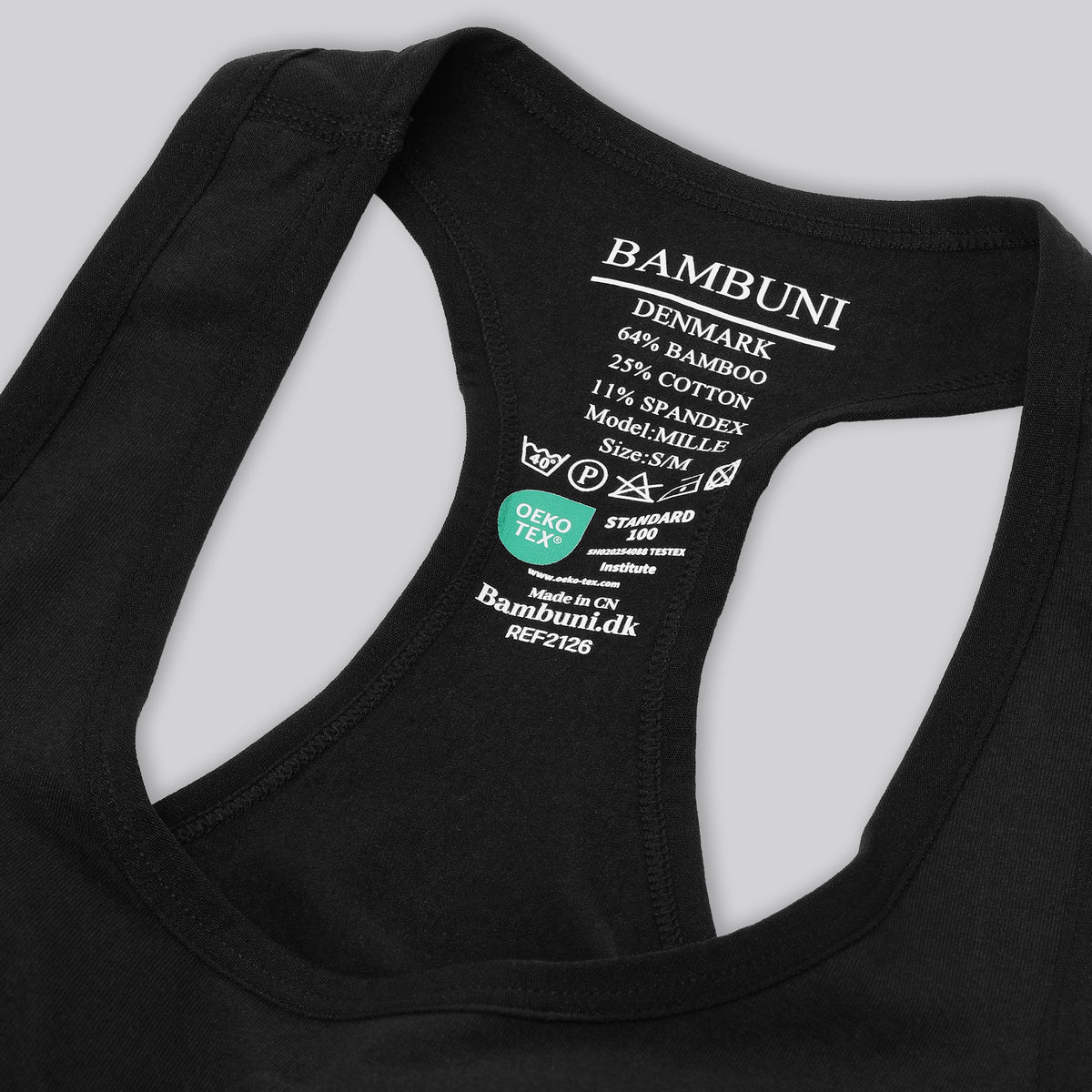 Bambus fitness bh i sort til damer