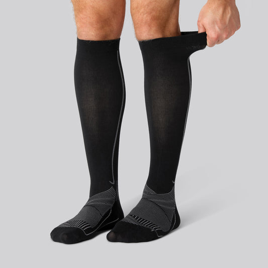 Svarta kompressionsstrumpor i bambu för män