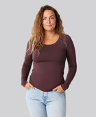 Bambus langærmet t-shirt bordeaux damer