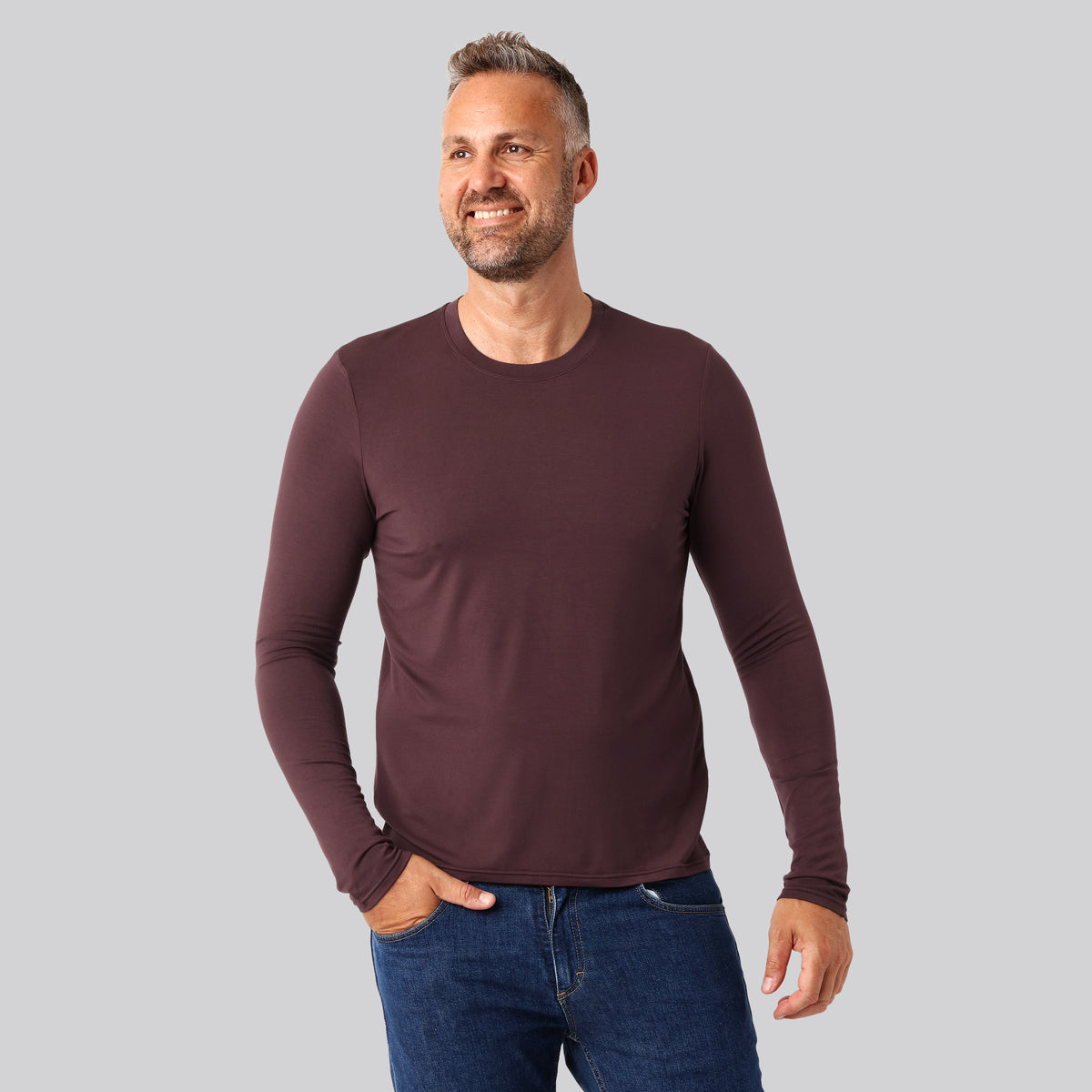 Bambus langærmet t-shirt bordeaux mænd