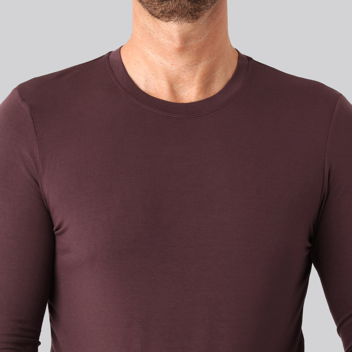 Bambus langærmet t-shirt bordeaux mand