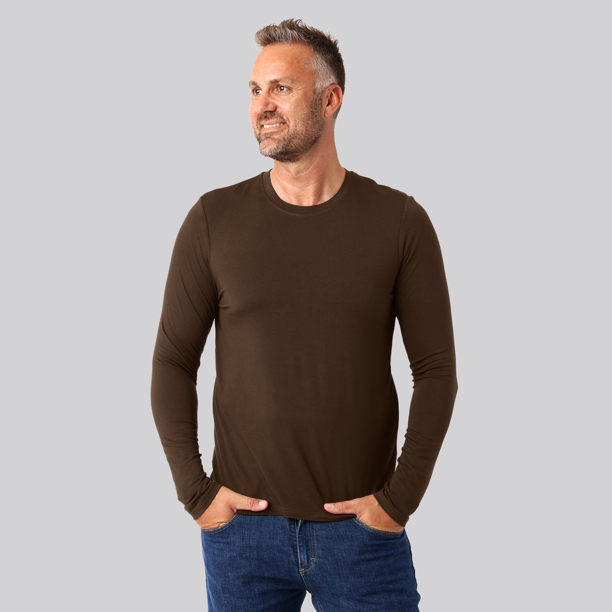Bambus langærmet t-shirt brun mænd