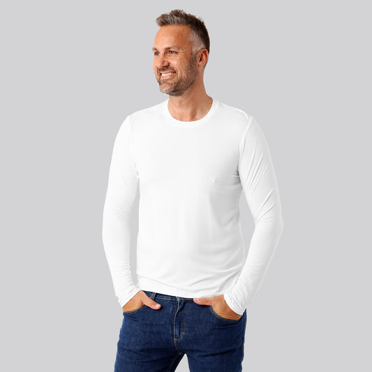 Bambus langærmet t-shirt hvid mænd