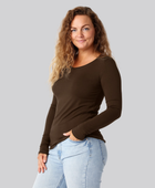 Bambus langærmet t-shirt i brun damer