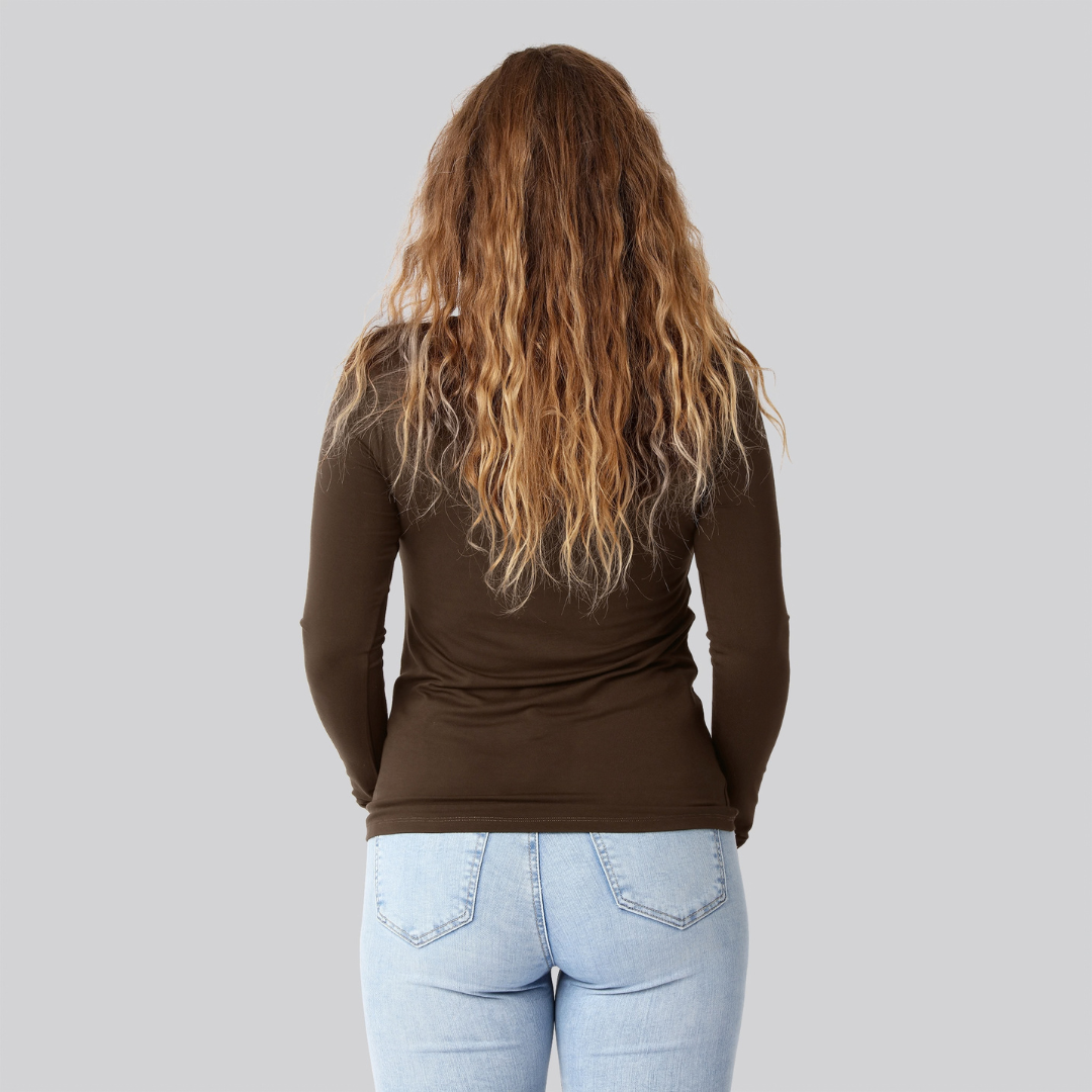 Bambus langærmet t-shirt i brun til damer