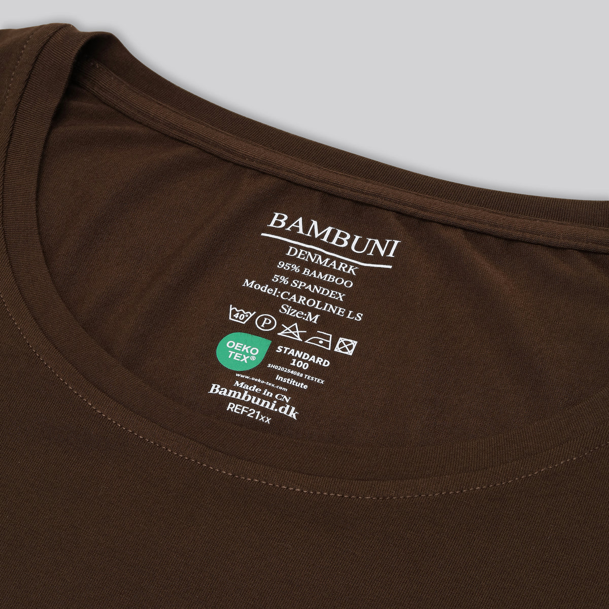 Bambus langærmet t-shirt i brun til damer carelabel