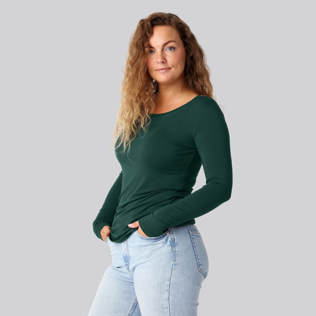Bambus langærmet t-shirt i grøn damer