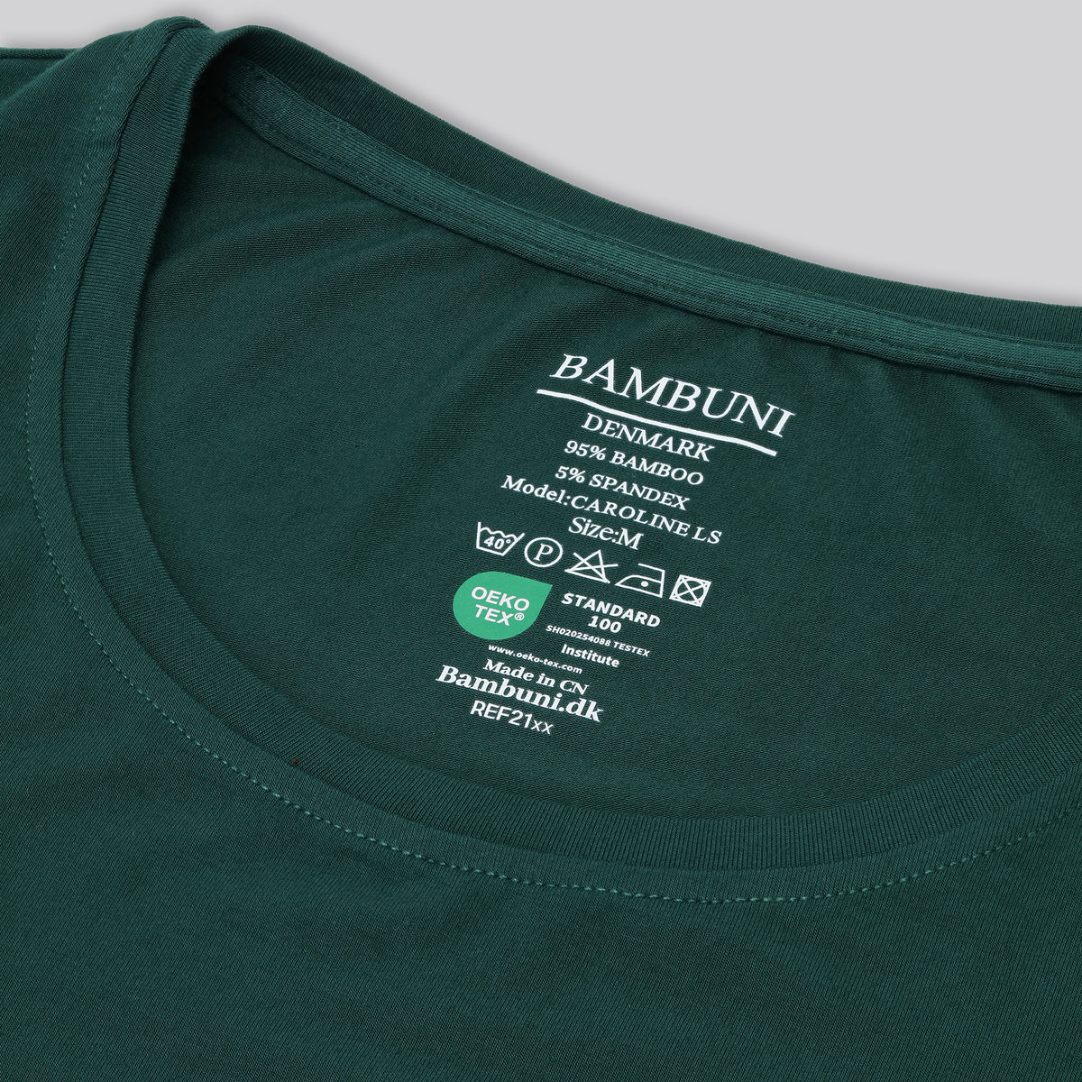 Bambus langærmet t-shirt i grøn til damer carelabel