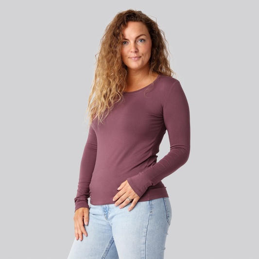 Bambus langærmet t-shirt i rose damer