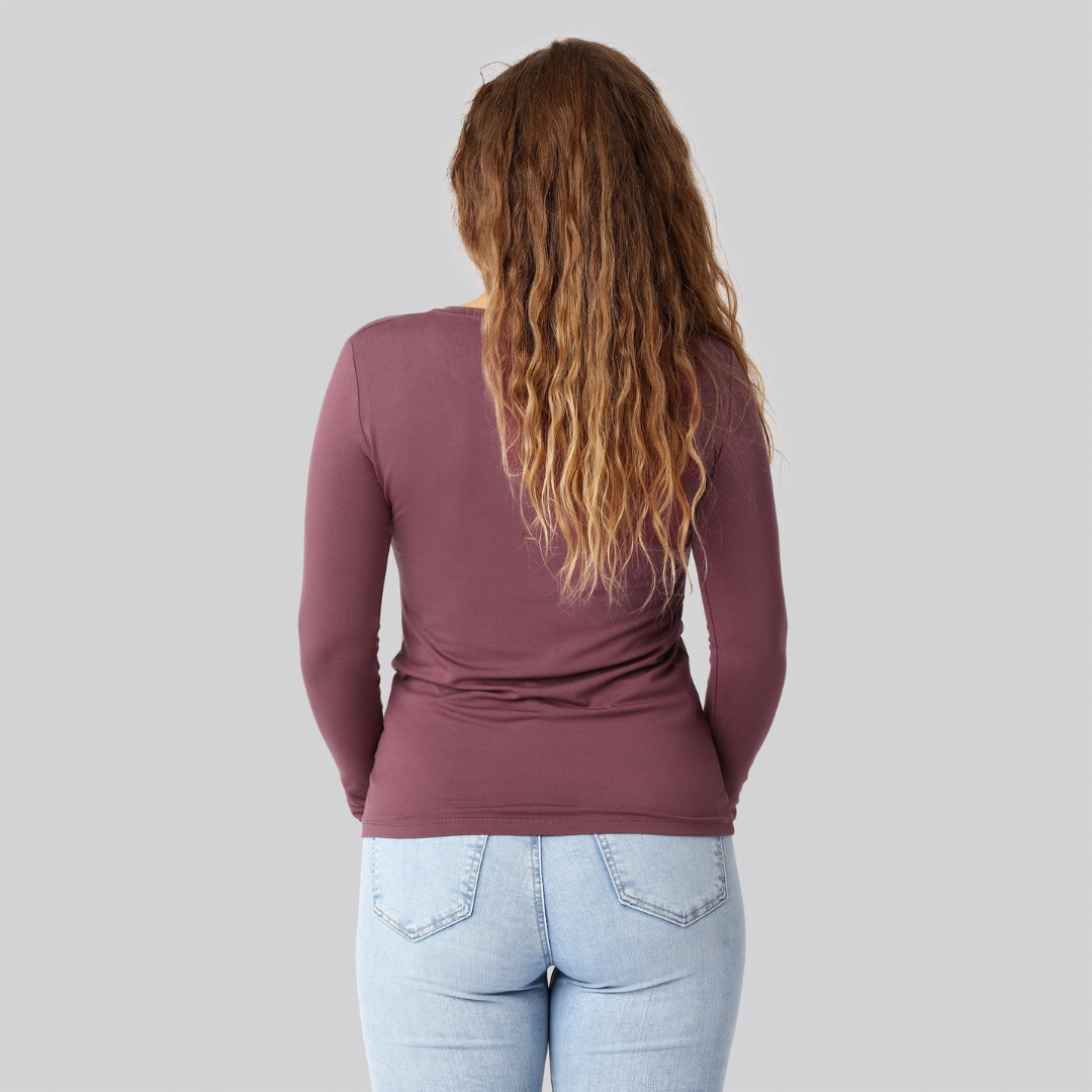 Bambus langærmet t-shirt i rose til damer